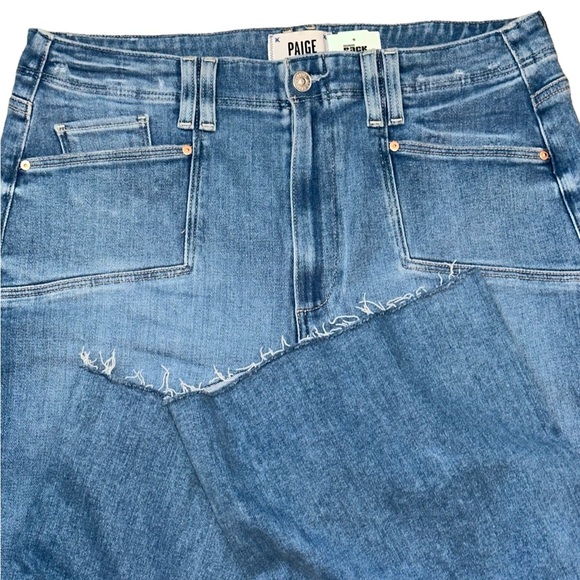 Paige Anessa Sunnie Distressed High Rise Wide Leg Crop Jeans 32 NWT New - Picture 6 of 16